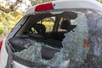 CABS car destroyed by hunters in Zakynthos.