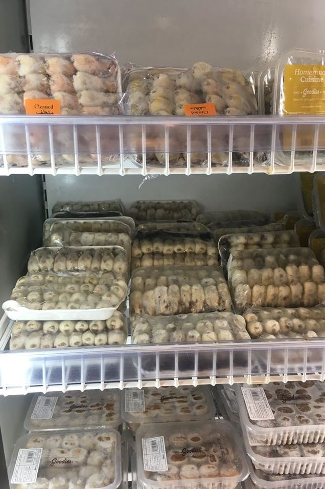 Plucked songbirds in a Lebanese supermarket freezer