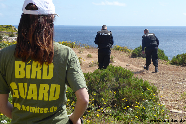 Die illegalen Fangplätze werden auf Malta von unseren Bird Guards bei den Beamten der Anti-Wilderei-Einheit gemeldet und anschließend abgebaut.