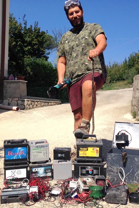 CABS member with seized illegal decoy devices in Apulia